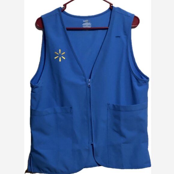 Walmart Employee Vest Women's Size Small Blue W/ Logo 2 Front Pockets Poly Blend - Picture 1 of 3